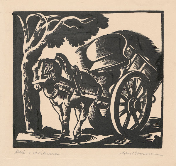 Koń z wózkiem 1925