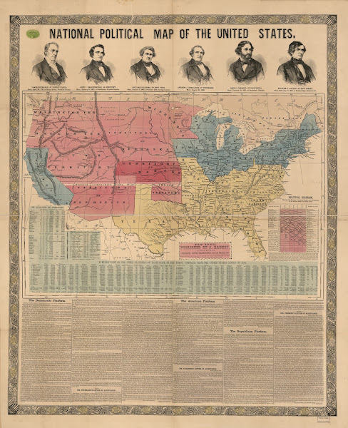 National political map of the United States 1856