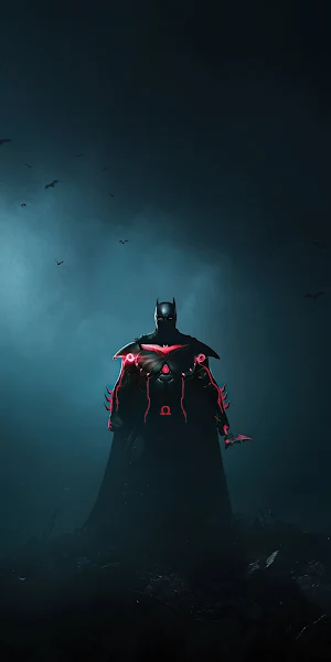 Batman, Red, Omega, DC, Gotham 2K iPhone Wallpaper Background
