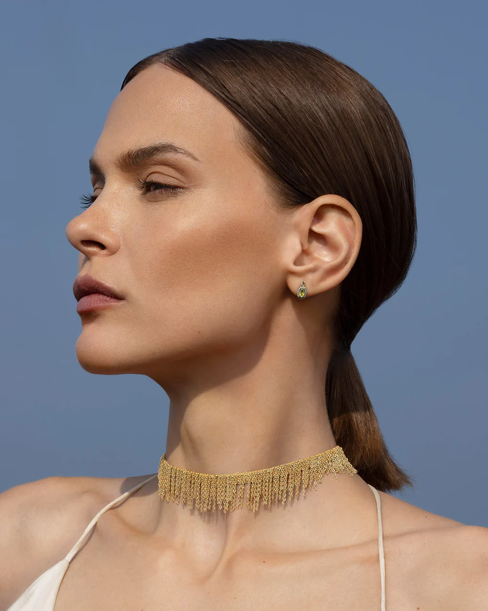 Позолоченный чокер-браслет с бахромой