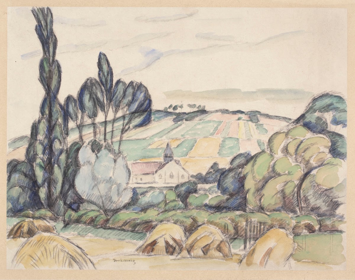 Landscape in Giverny with the church of St Radegonde in the distance 1912   1913
