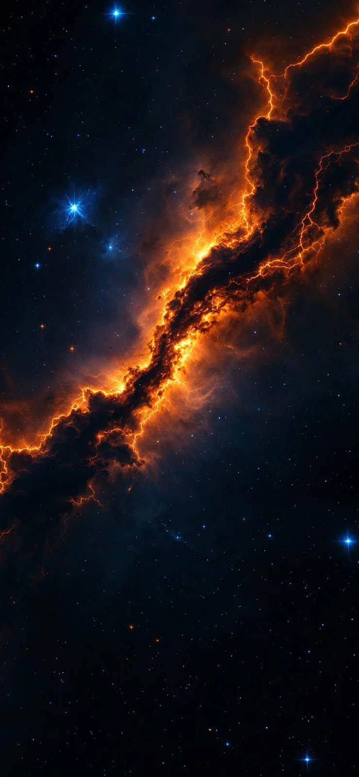 Cosmic Lightning Rift Nebula - Digital Space Art 2K iPhone Wallpaper (1472x3189)