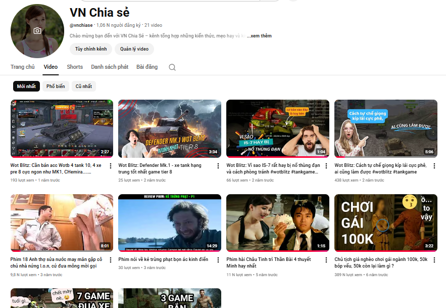 Bán kênh YouTube hơn 1.06K subs, kênh sạch lập từ 2017, nội...