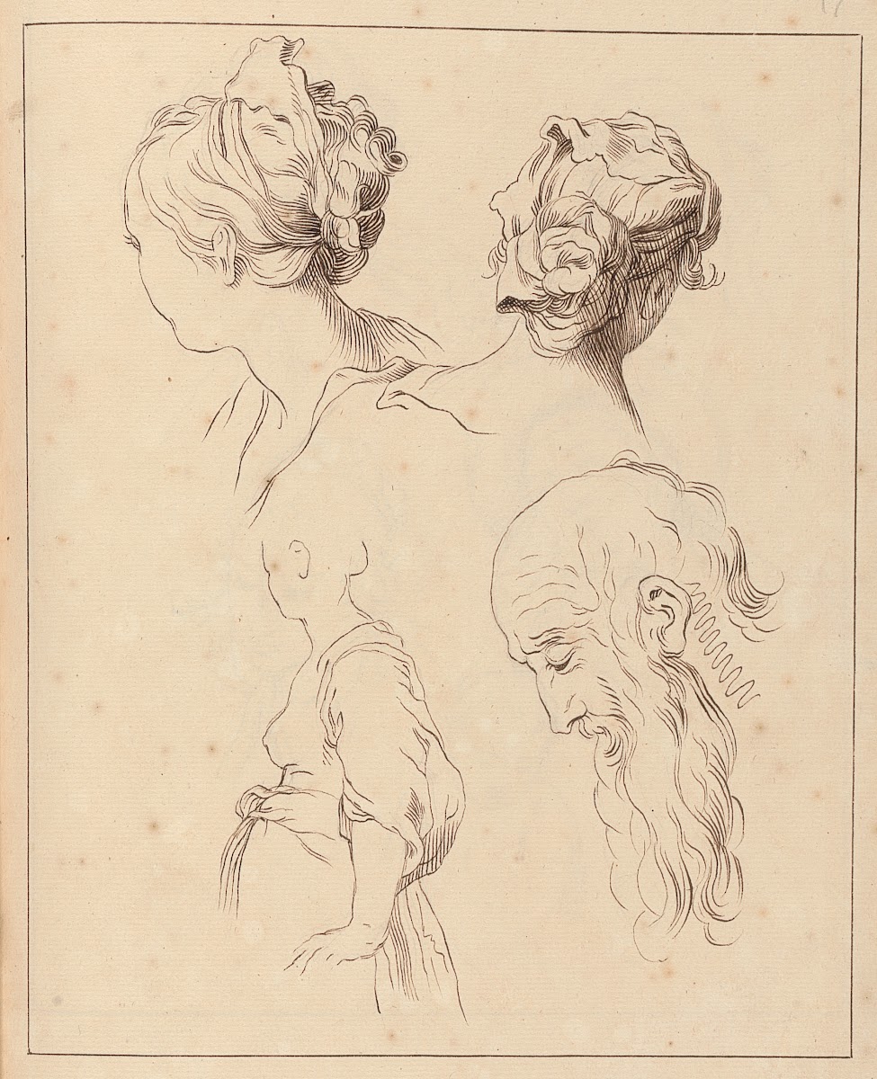 Two Female Heads One Male Head One Torso between 1715 and 1720