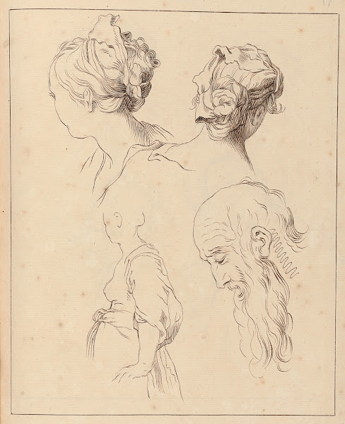 Two Female Heads One Male Head One Torso between 1715 and 1720