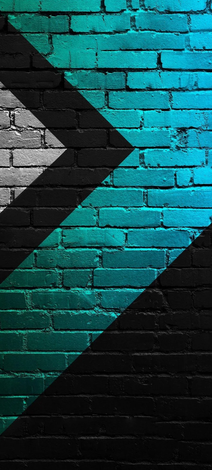 Teal and Black Brick Pattern - Urban Graphic Art iPhone Wallpaper (926x2048)
