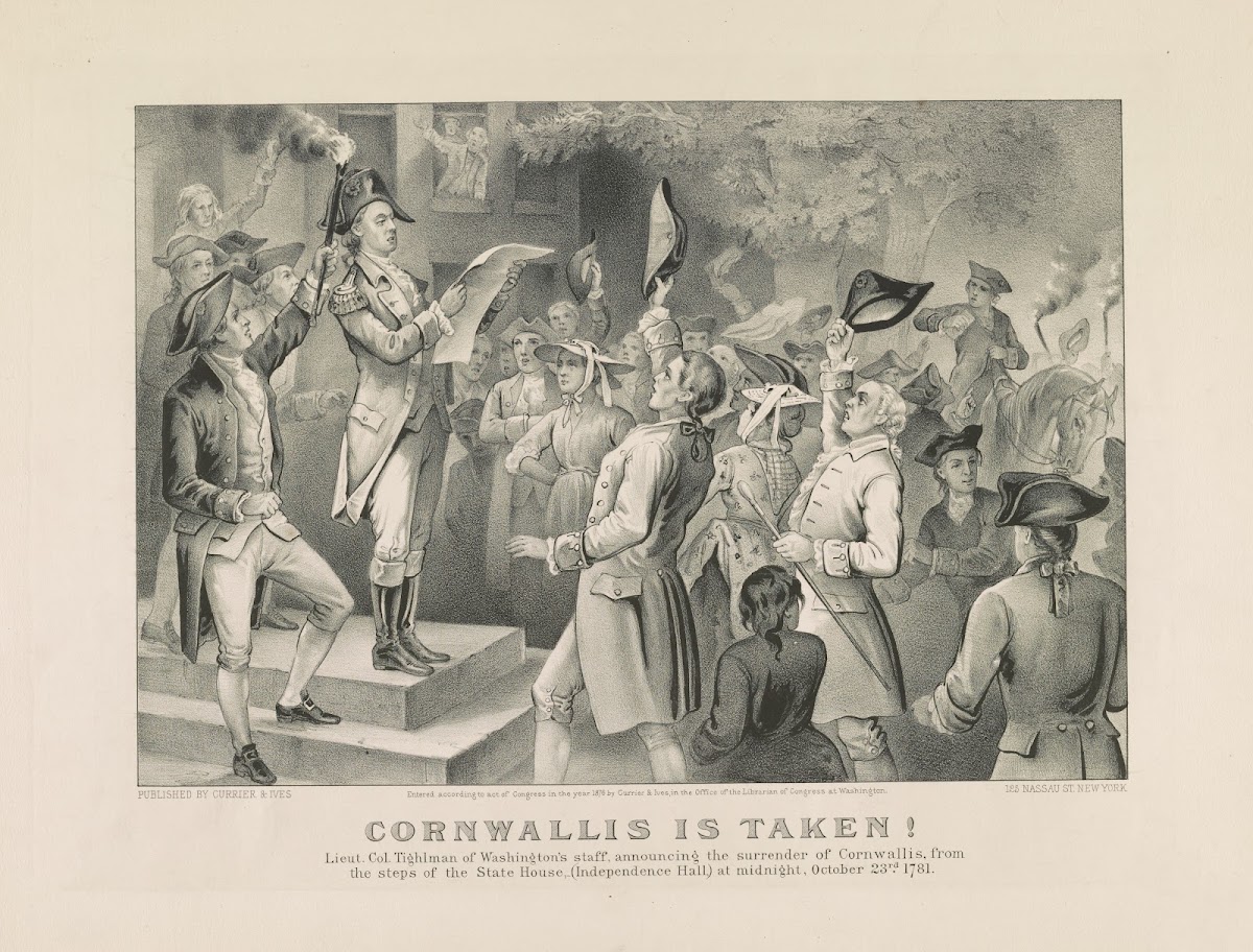 Cornwallis is taken Lieut Co Tighlman of Washingtons staff announcing the surren