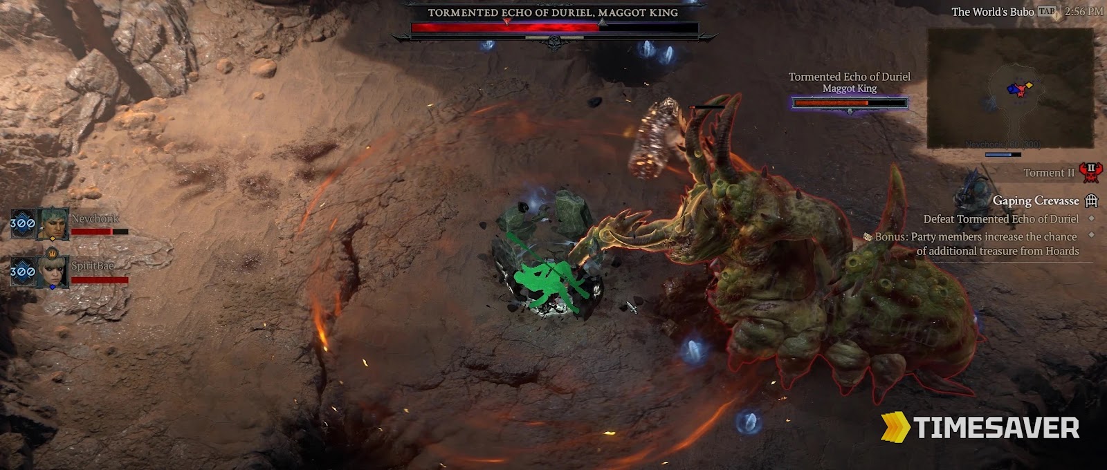 Diablo 4 player fighting the Tormented Echo of Duriel, Maggot King boss for Mythic Unique drops in Season 14