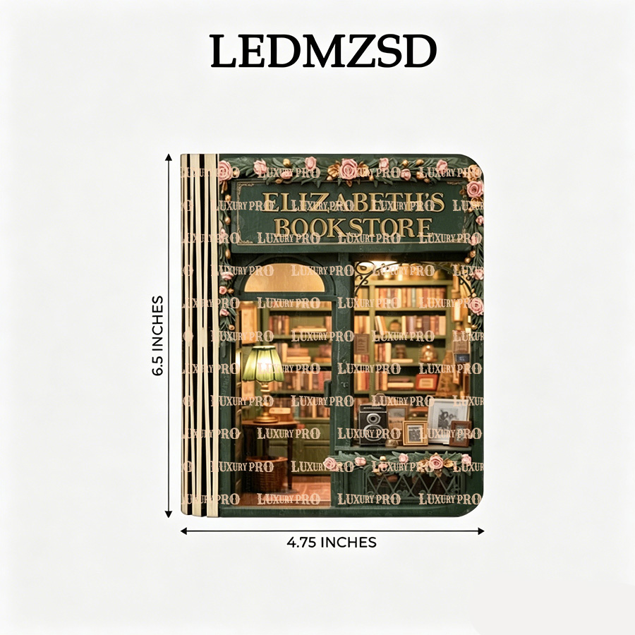 LED wooden book lamp