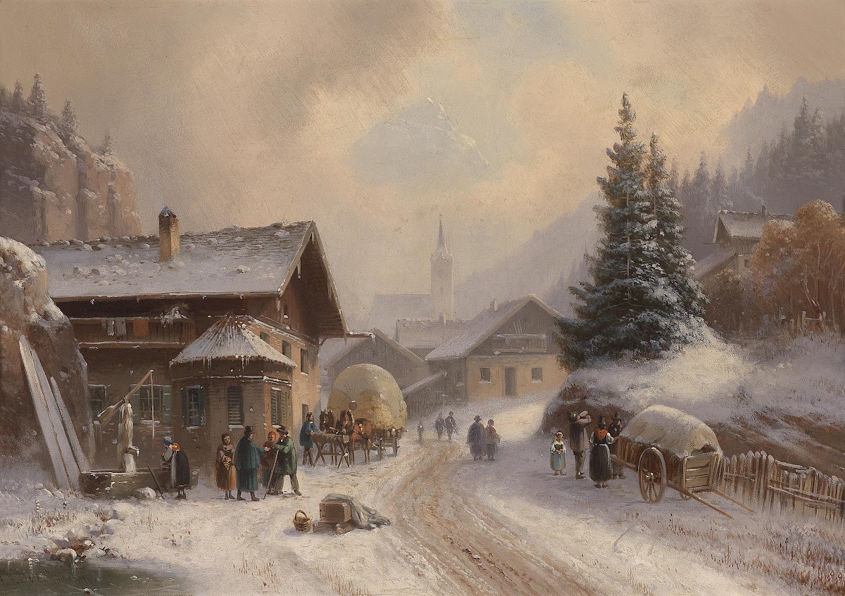 Dorfstraße im Winter