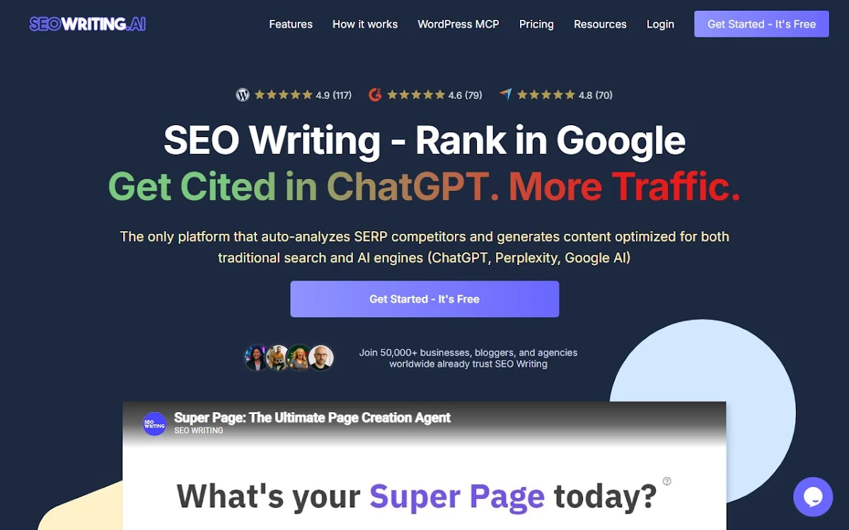 Captura de SEO Writing AI
