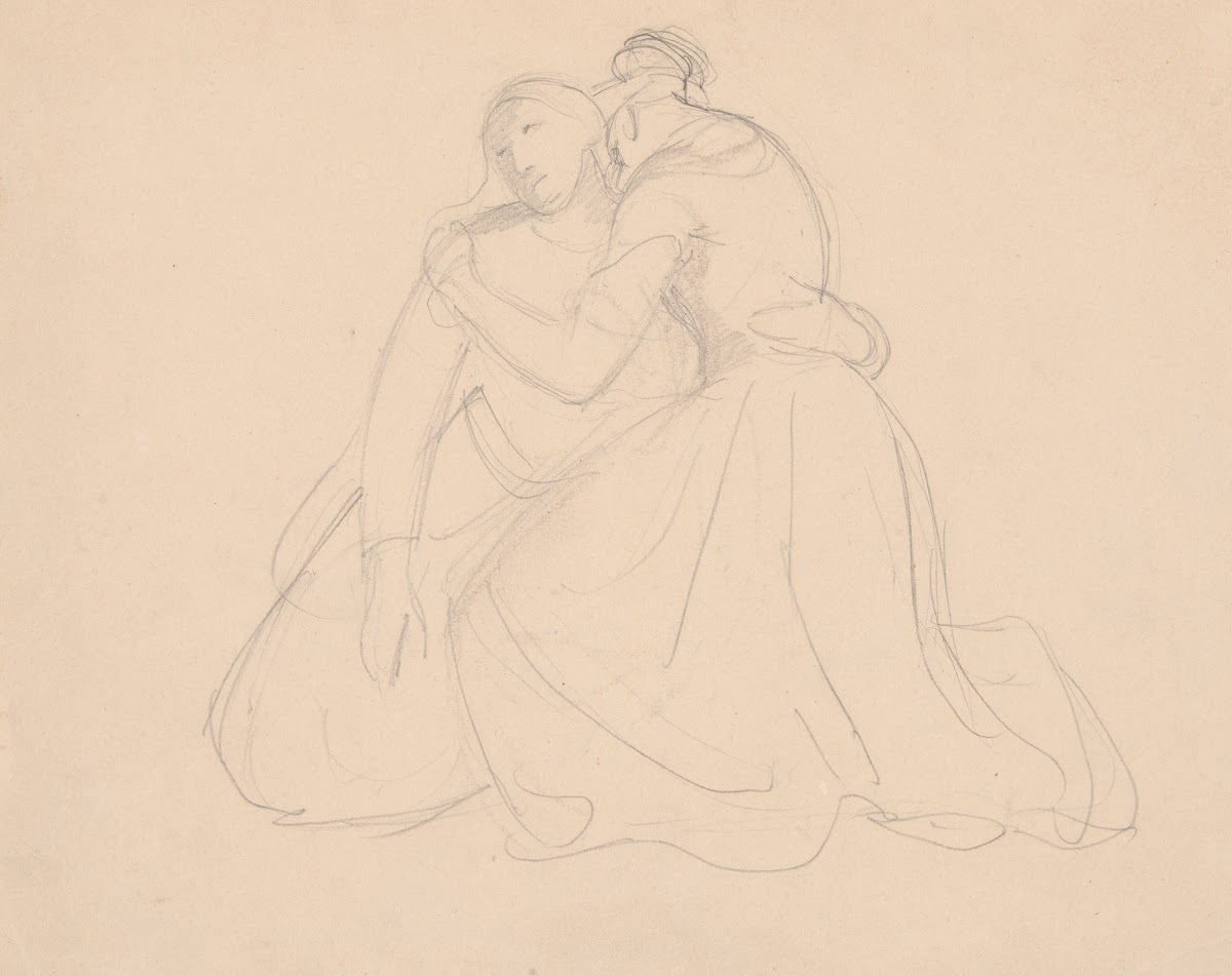 Sketch of the figure to the group of the Virgin Mary and Mary Magdalene to the p