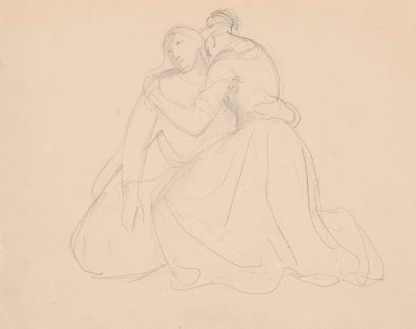 Sketch of the figure to the group of the Virgin Mary and Mary Magdalene to the p