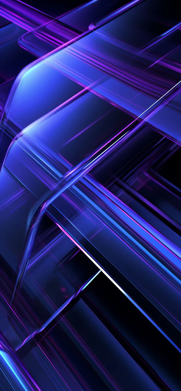 Abstract Glowing Blue Neon Lines - Digital Abstract Art 2K iPhone Wallpaper (1720x3726)