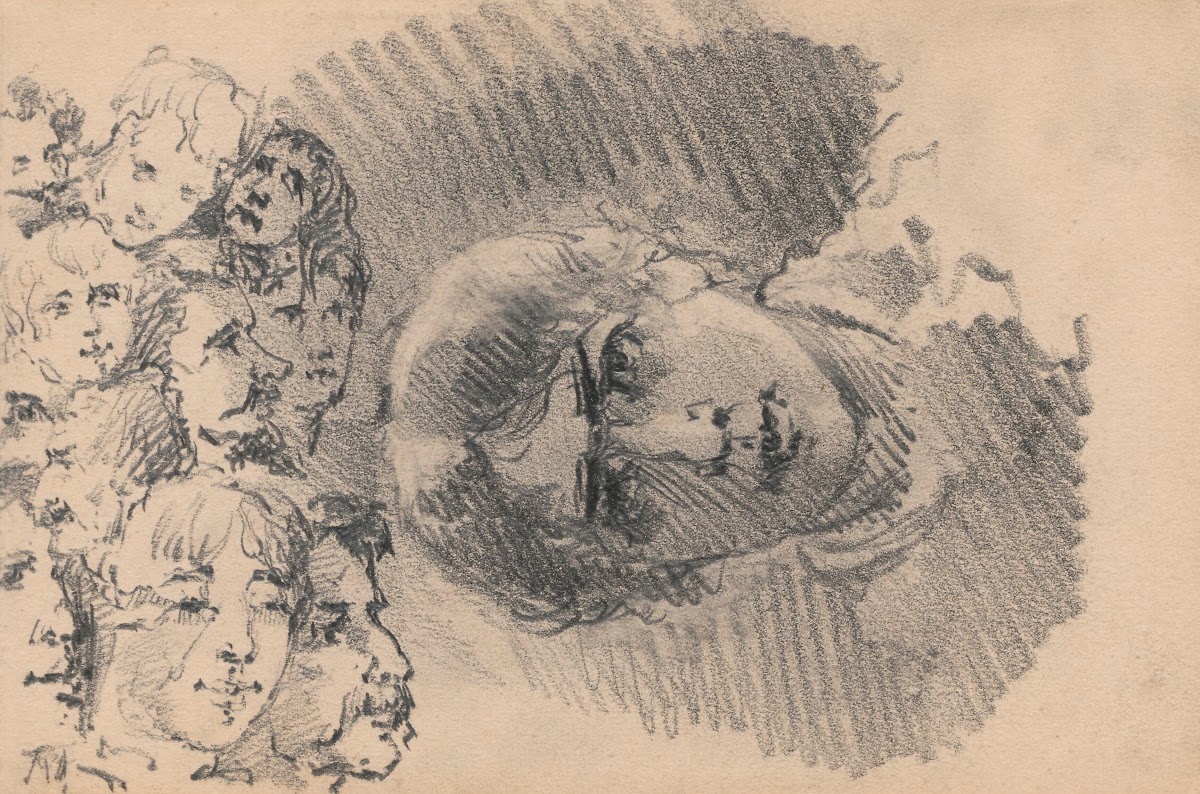Autoportret oraz szkice głów kobiecych i męskich 1882