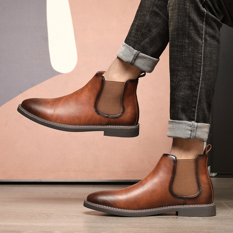 Men's Martin Boots, High-Top, PU Leather, Slip-Resistant