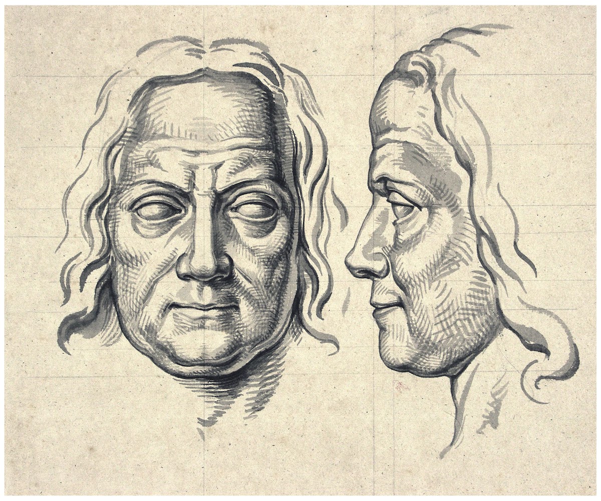 Kop van Boerhaave en face en en profil sculptuur
