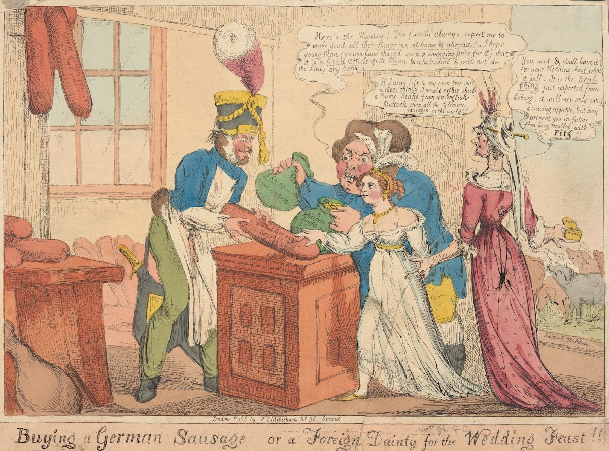 Buying A German Sausage Or A Foreign Dainty For The Wedding Feast 1840