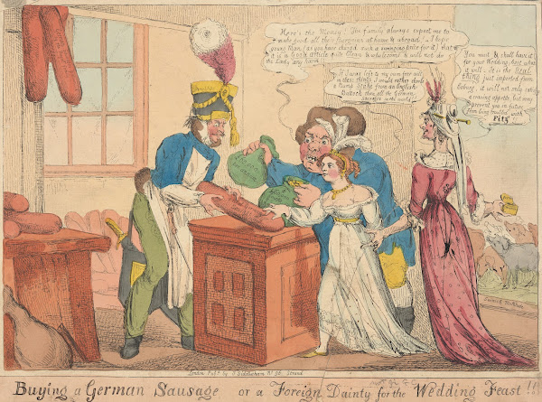 Buying A German Sausage Or A Foreign Dainty For The Wedding Feast 1840