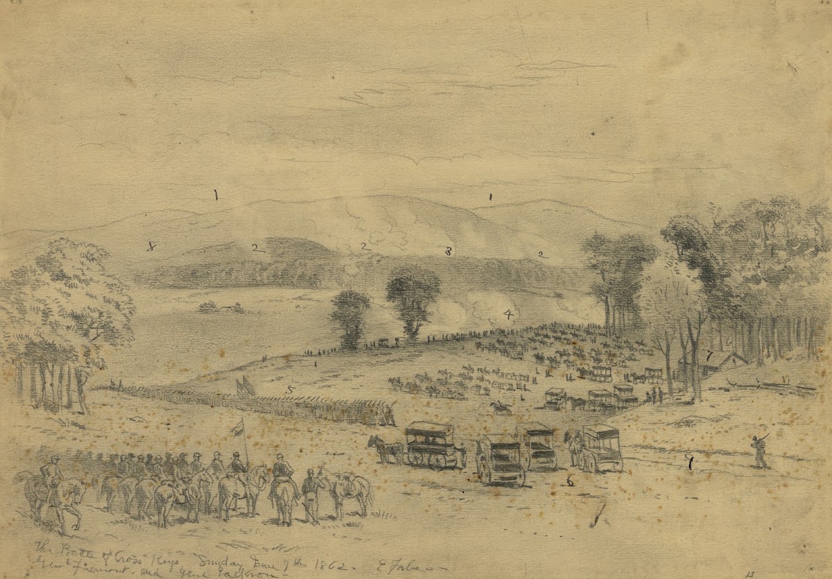 The battle of Cross KeysSunday June 7th 1862Genl Fremont and Genl Jackson 1862