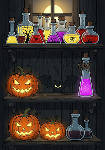 Halloween Witchy Shelf Illustration