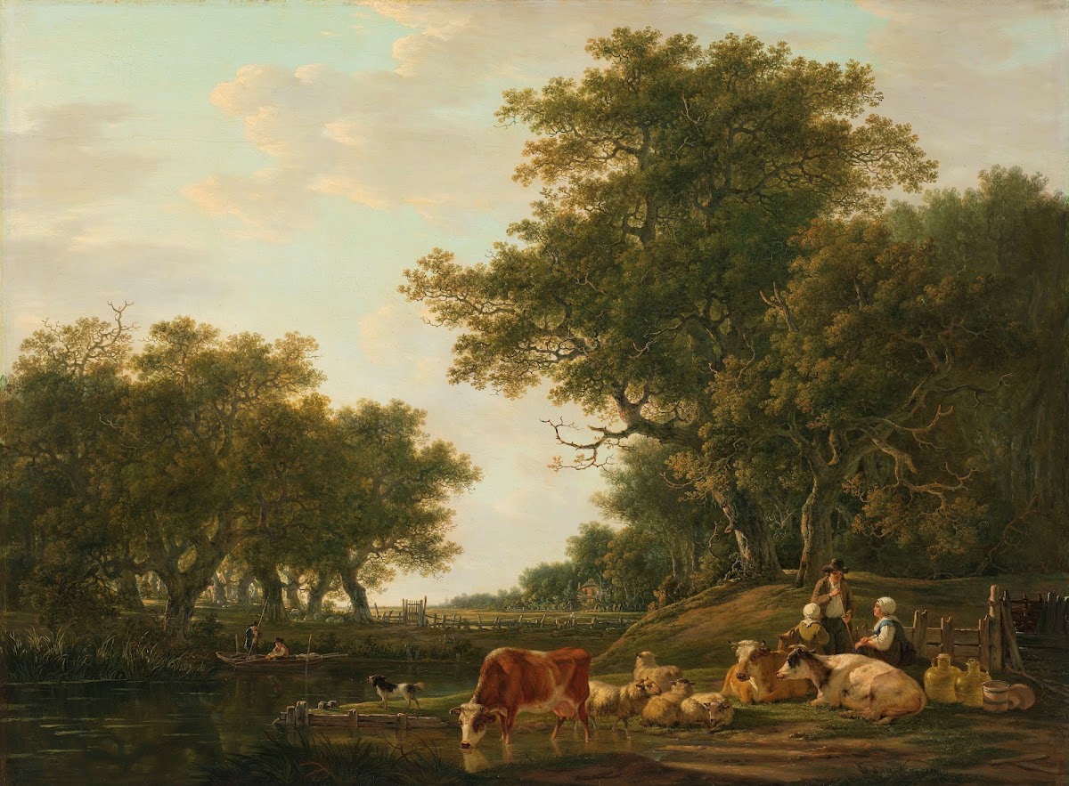Landscape with Peasants with their Cattle and Anglers on the Water 1800   1810