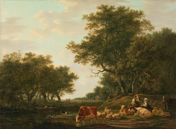 Landscape with Peasants with their Cattle and Anglers on the Water 1800   1810