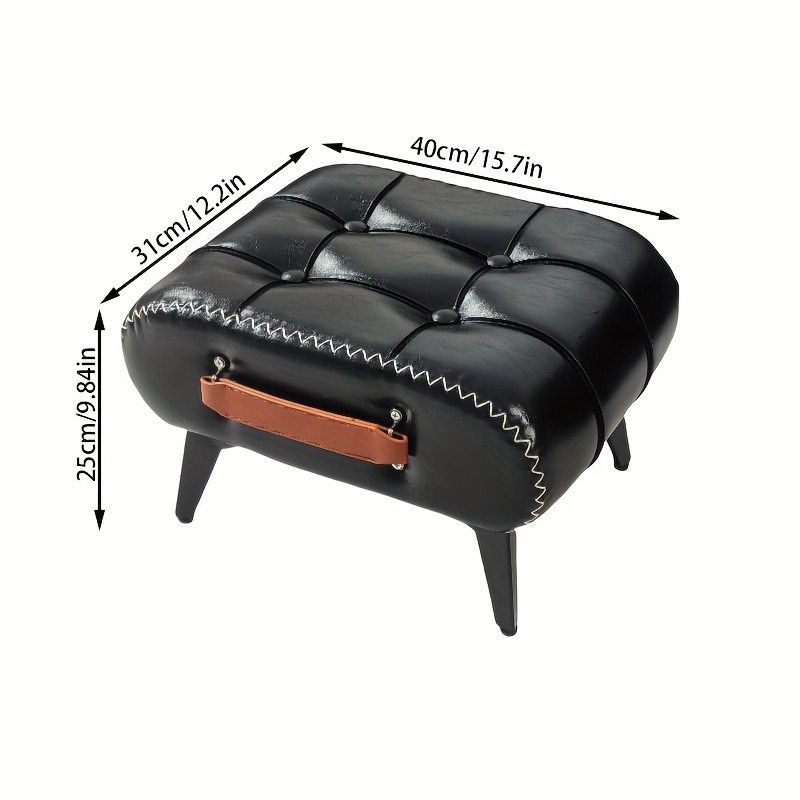 Faux leather seat ottoman with storage
