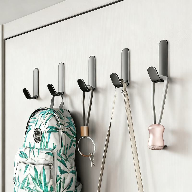 Aluminum wall hook with adhesive surface