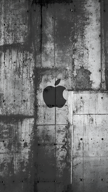 Grungy Apple Logo Concrete Wall Industrial Texture Monochrome - Free mobile Wallpaper