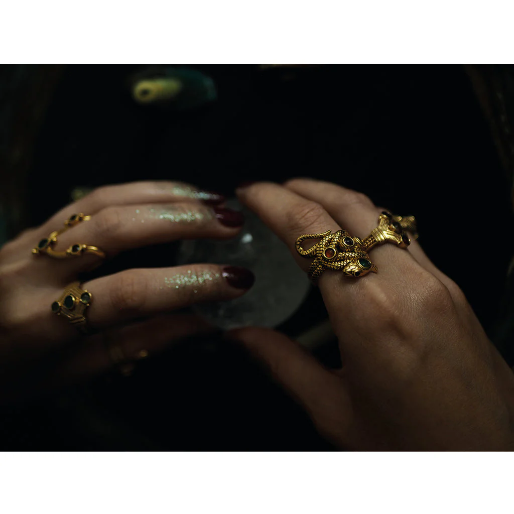 Кольцо Змейка широкое турмалины