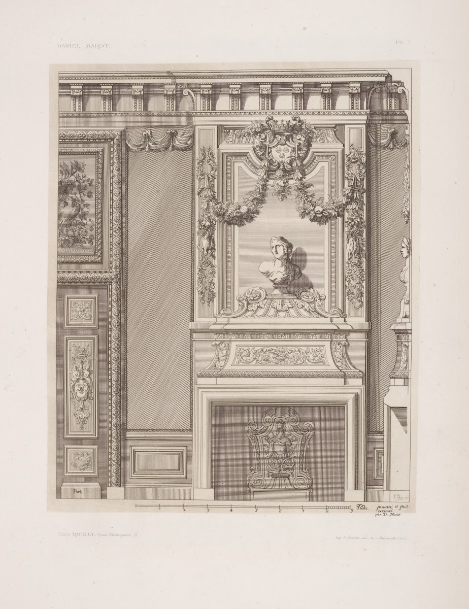Design for chimney piece with bust of woman and garlands above 1875 1890