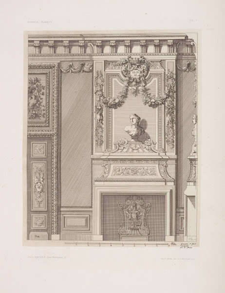 Design for chimney piece with bust of woman and garlands above 1875 1890