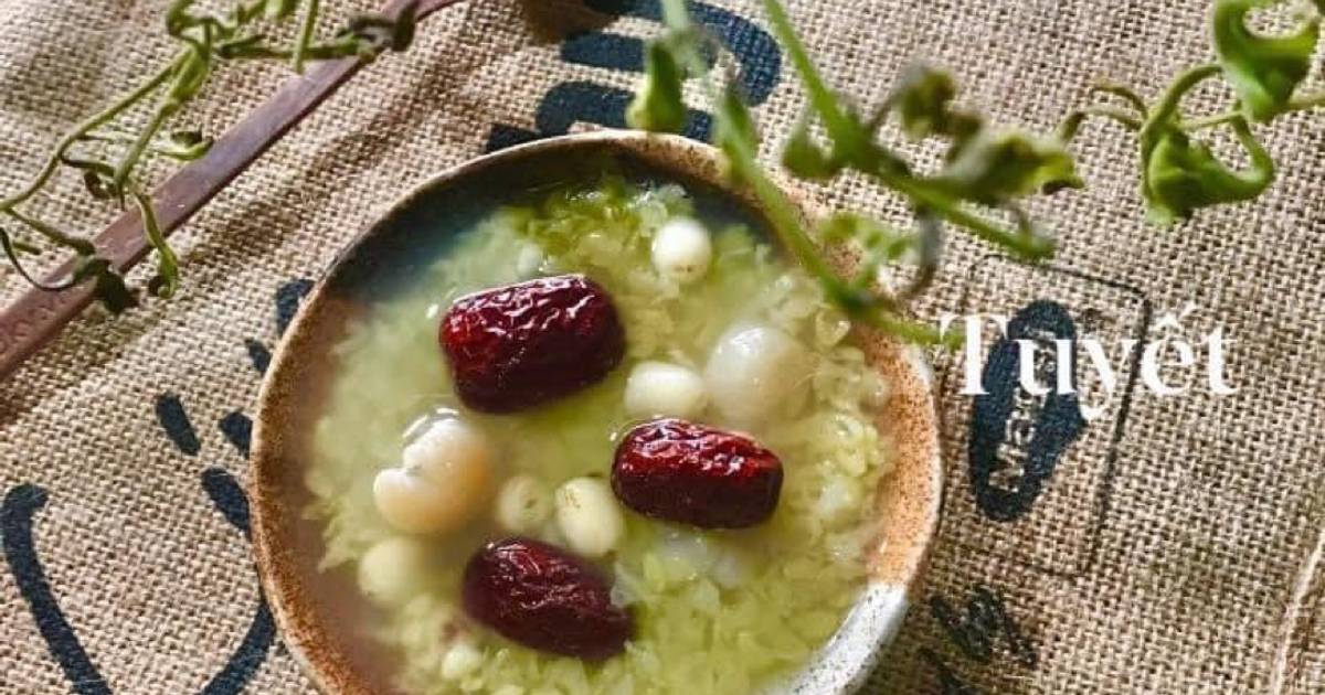 Chè đậu xanh long nhãn táo đỏ đường phèn