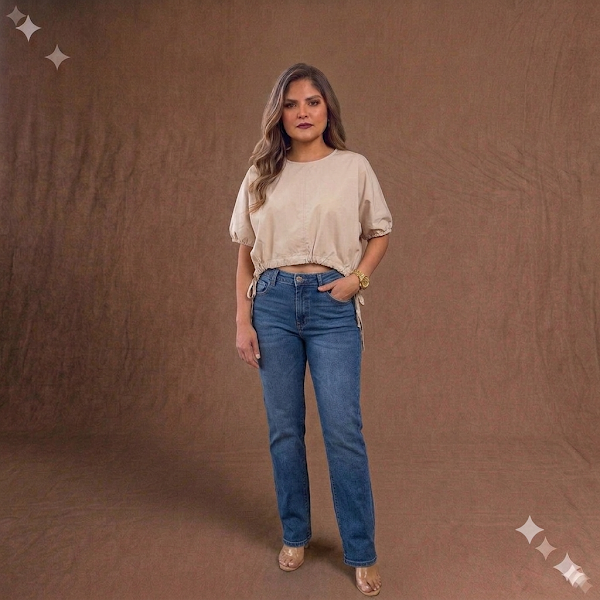 Blusa Estilo Crop Top Beige Claro