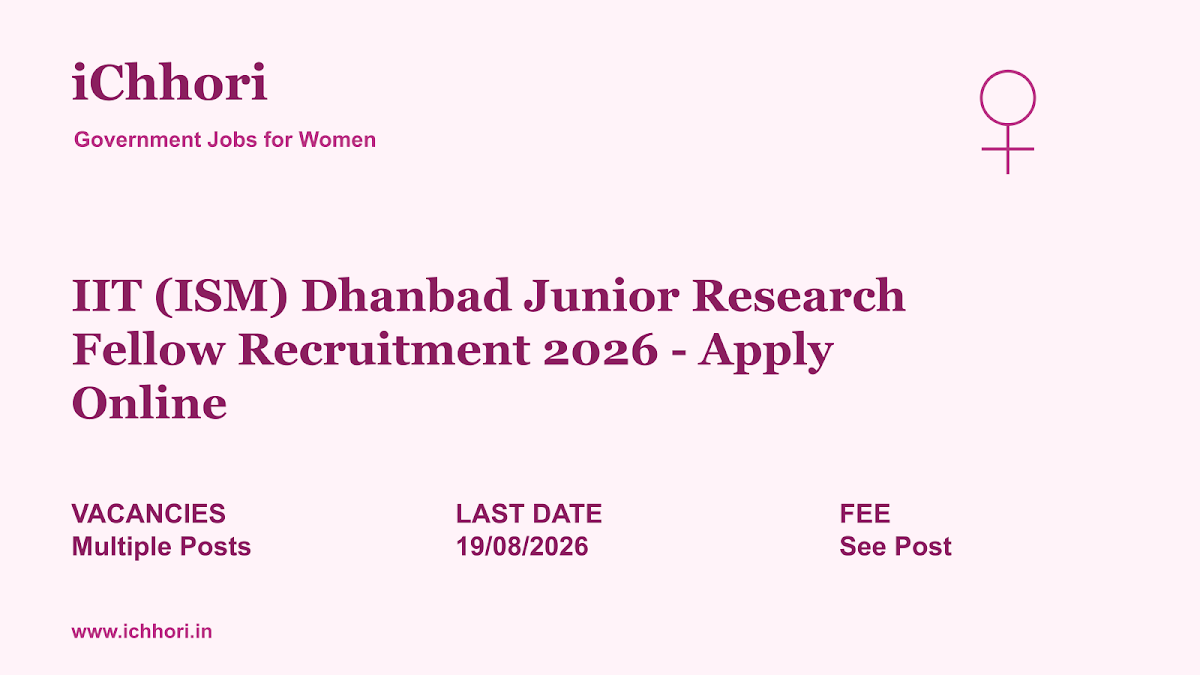 IIT (ISM) Dhanbad Junior Research Fellow Recruitment 2026 - Apply Online - iChhori