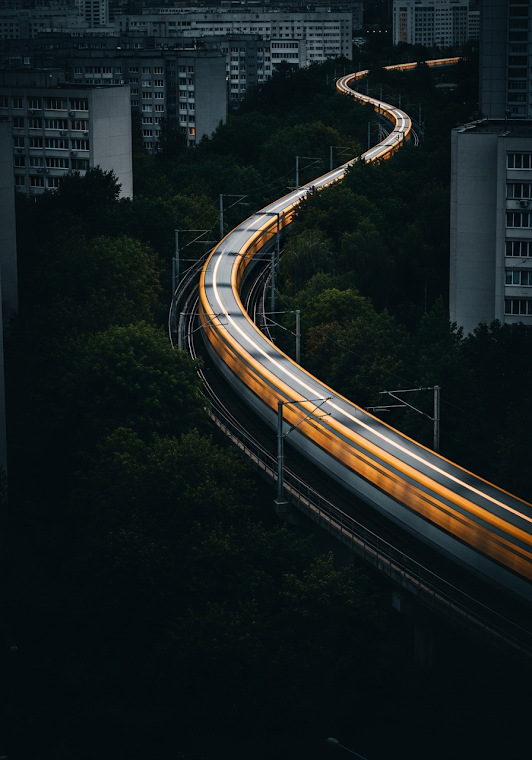 Long Exposure Train Blur in City