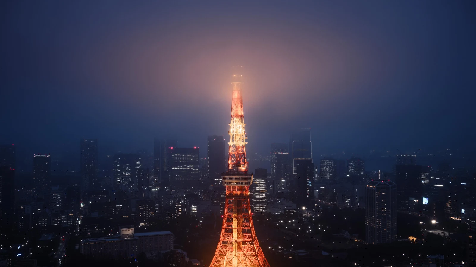 Illuminated Tokyo Tower At Night - Night City Photography 4K Wallpaper (3840x2160)