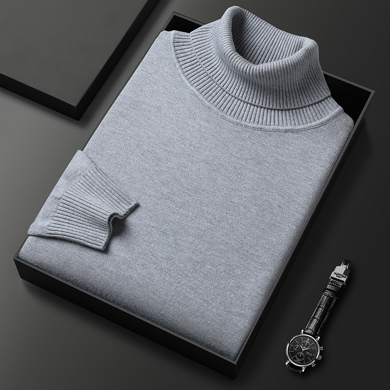 Warm Men's Turtleneck Sweater, Knitted