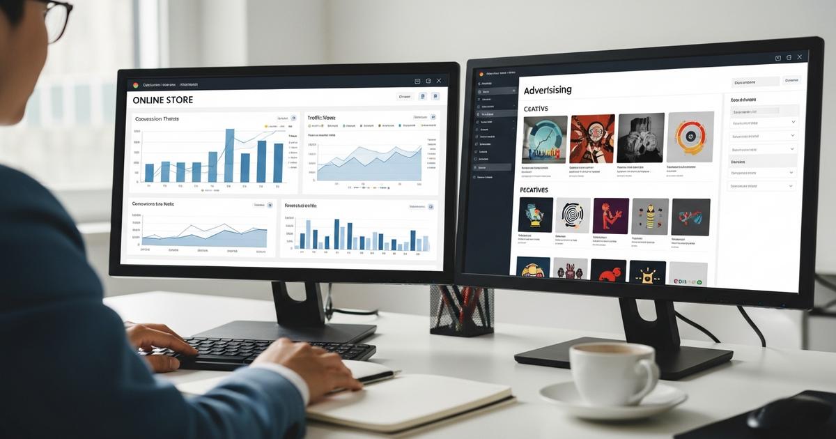 Specialist analizând conversii și trafic pentru magazin online