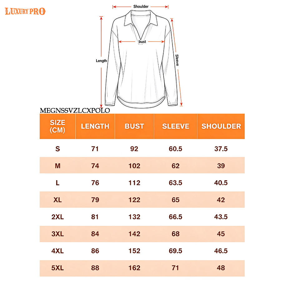 AOP MEG Women's Deep V Folded Collar Long Sleeve Polo