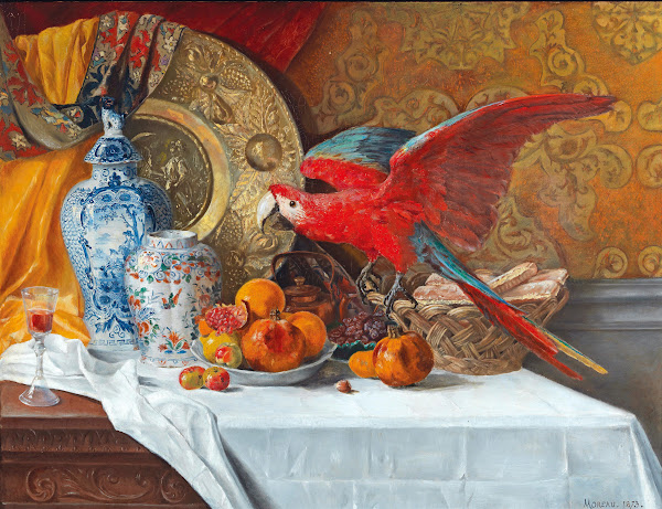 Großes Stillleben Mit Papagei 1872