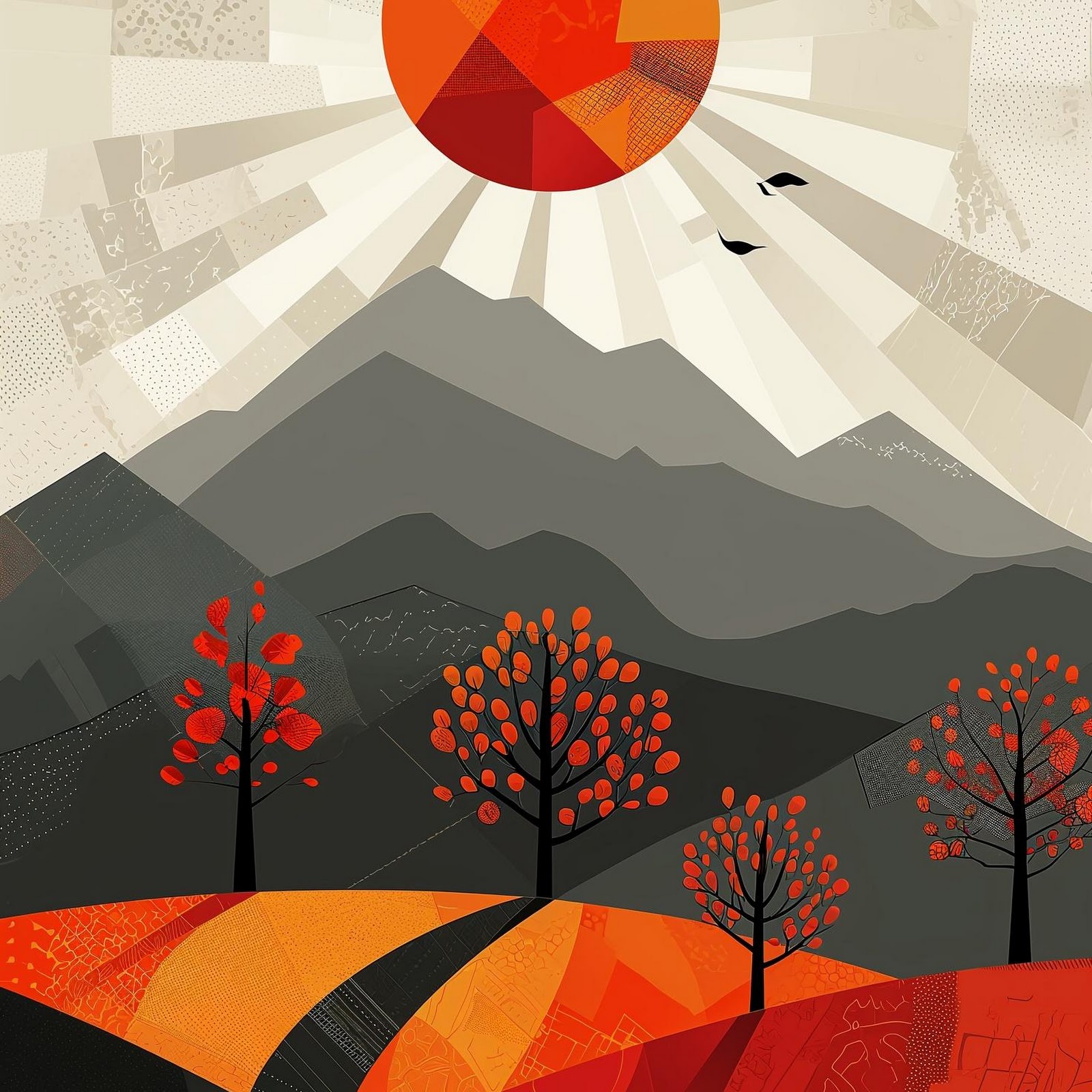 Download Abstract Mountain Sunrise Landscape 2K iPhone