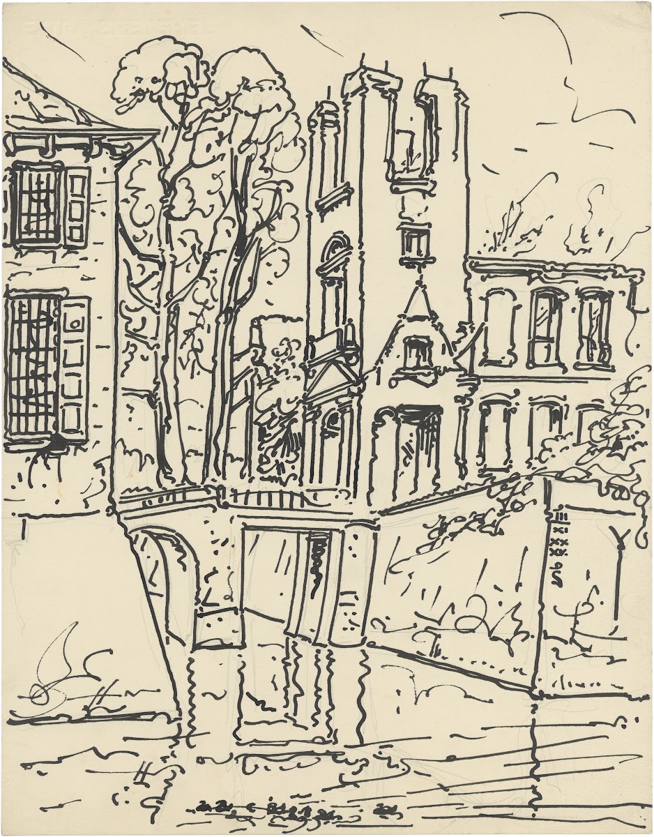 Palladio bomen en gracht 1935