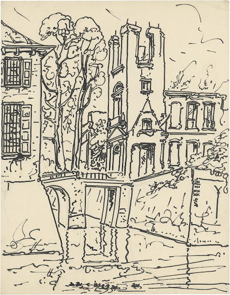 Palladio bomen en gracht 1935