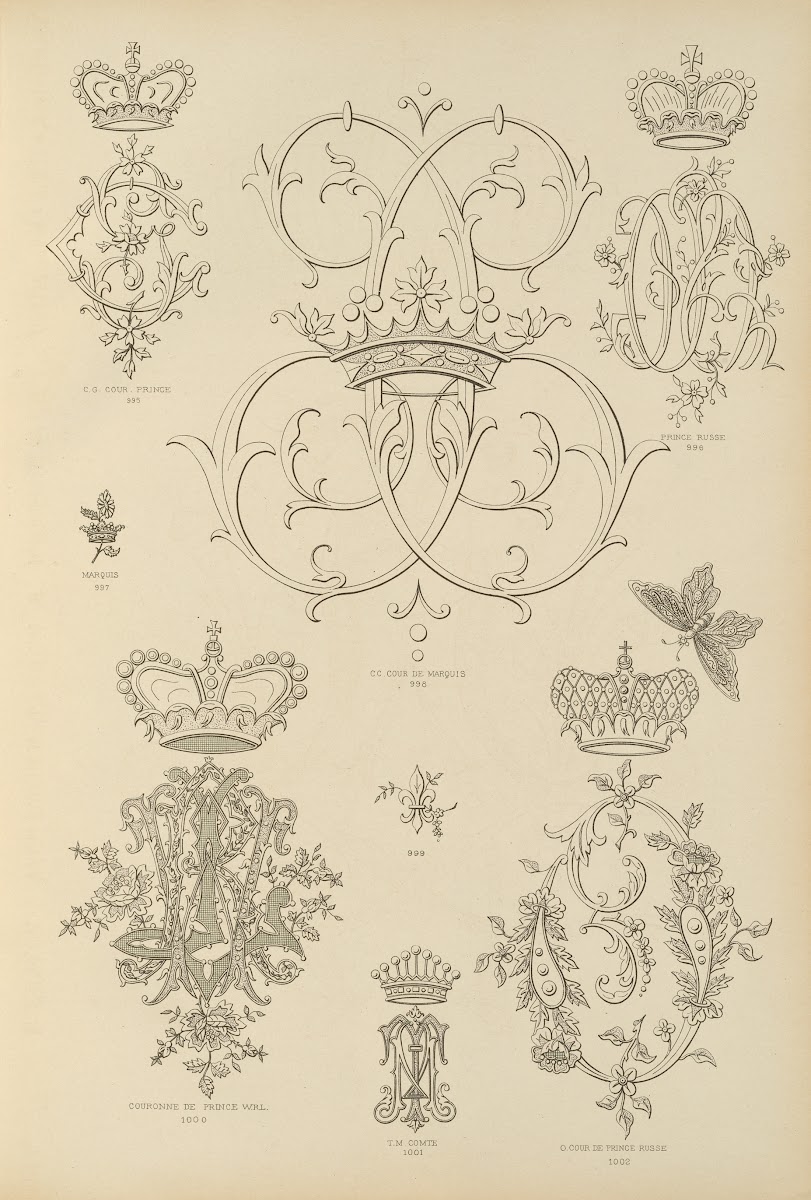 Album de chiffres  monogrammes couronnes de noblesse francaises et etrangeres Pl