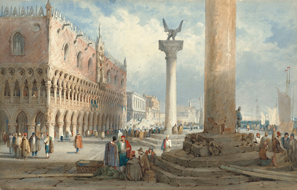 A view of the Doges Palace looking towards the Riva degli Schiavoni Venice
