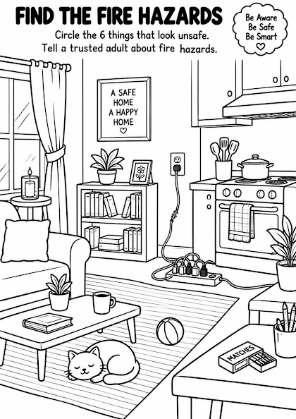Find the Fire Hazards Worksheet