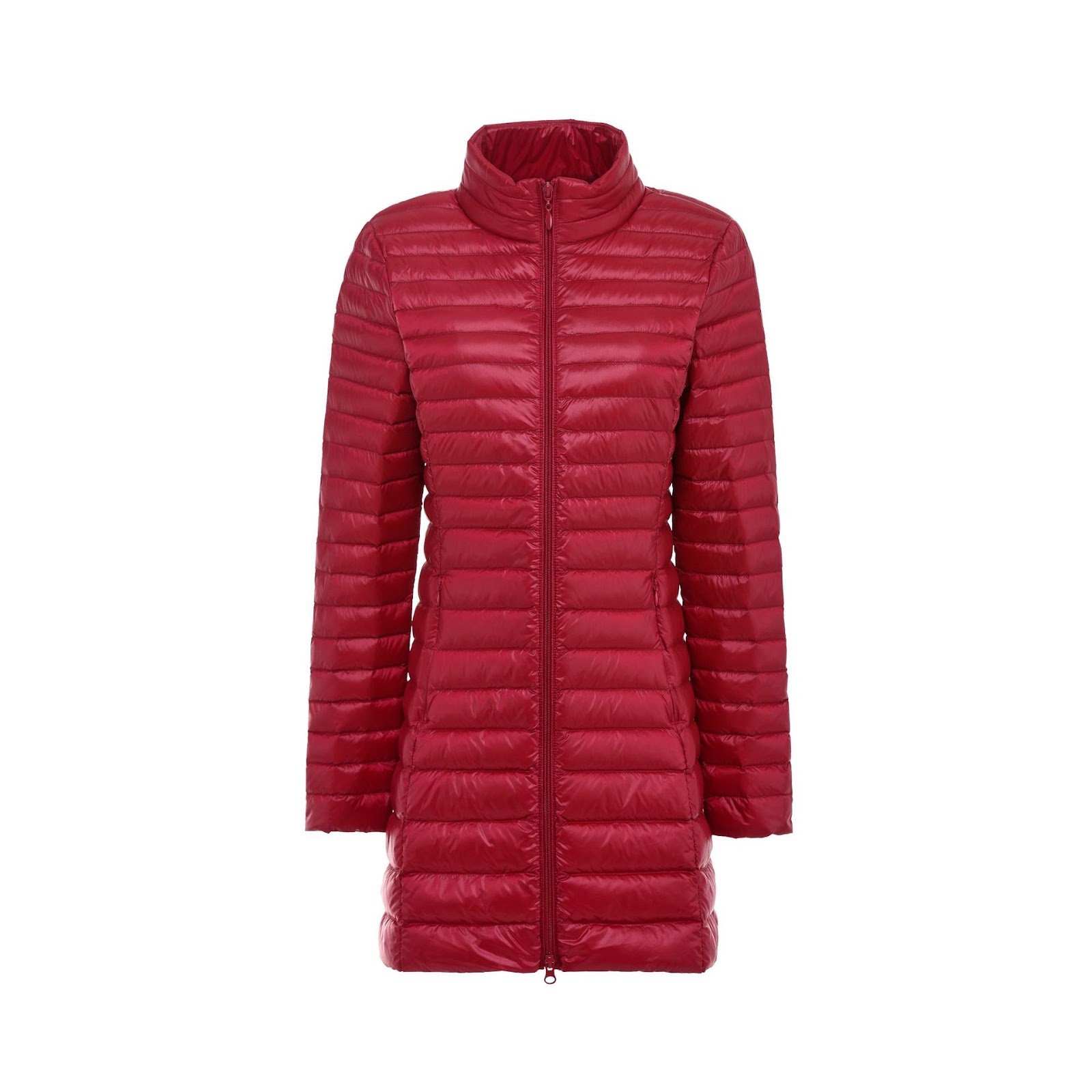 Women’s down coat, mid-length, standing collar