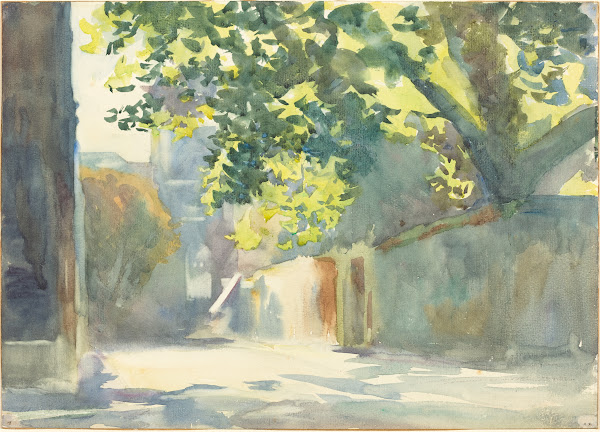 Sunlit Wall Under a Tree c 1913
